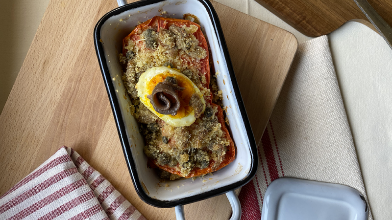 PARMIGIANA DI POMODORI E UOVA